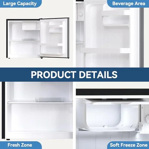 Frestec 1.7 Cu.Ft Mini Fridge with Freezer, Mini Fridge for Bedroom, Small Refrigerator, Dorm Refrigerators with Freezer, Compact Refrigerator for Office, Apartment, Dorm, Bedroom - image 6