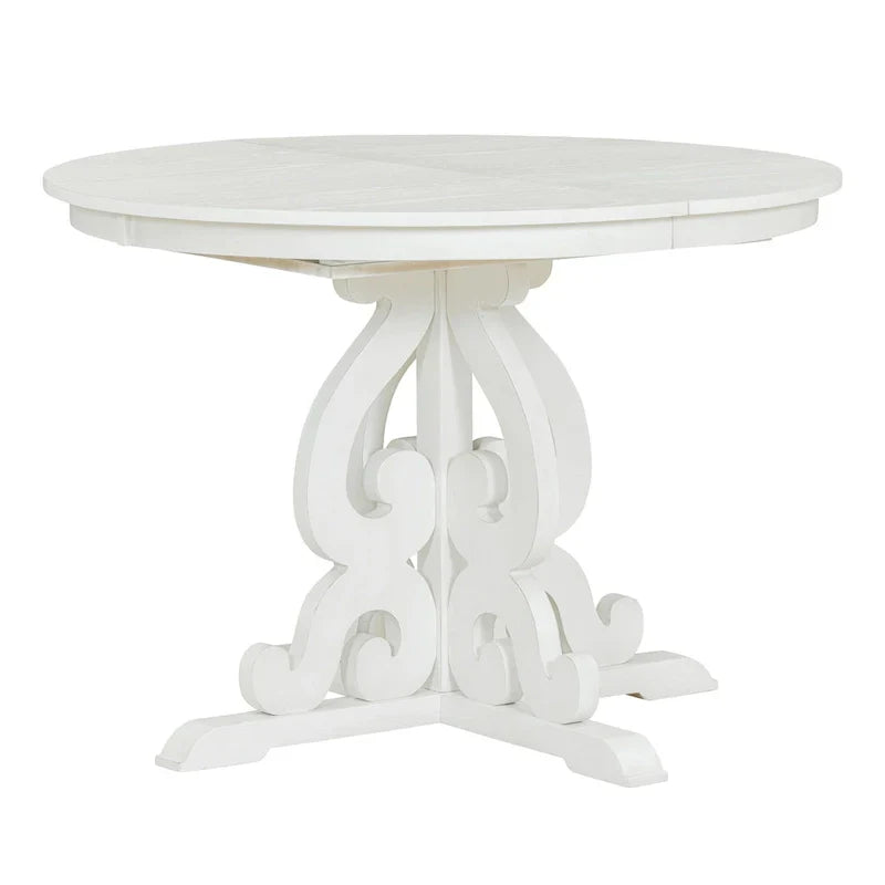 Vintage White 5-Piece Wooden Dining Set with Extendable Table and 4 Chairs - image 14