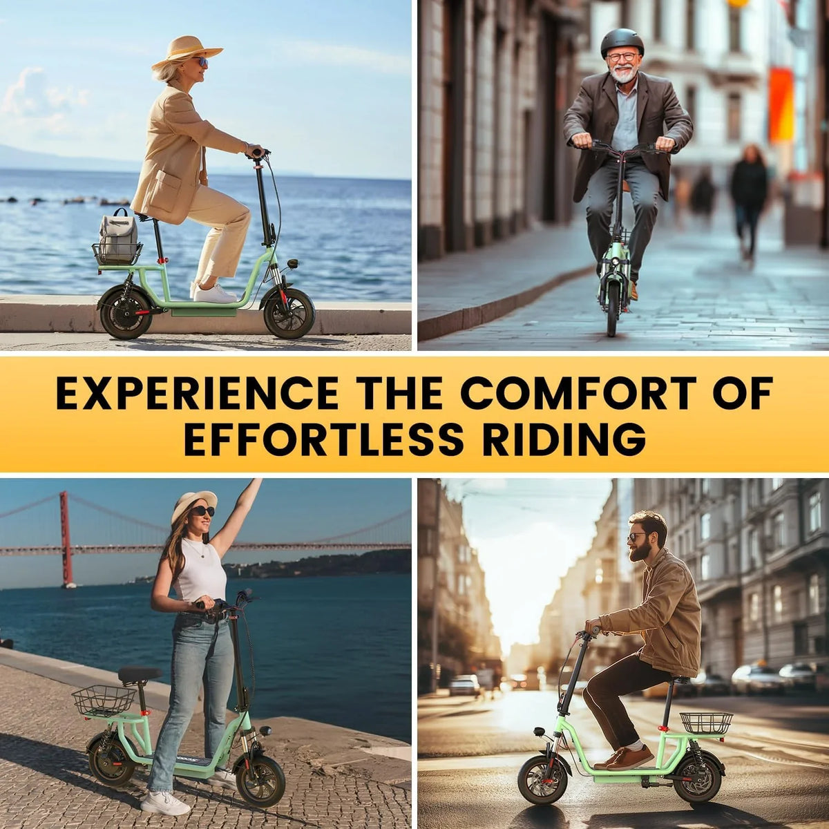 iScooter electric scooter with seat, 37/21 mile range, 28/19/15.6 mph top speed, dual suspension scooter with basket - image 28