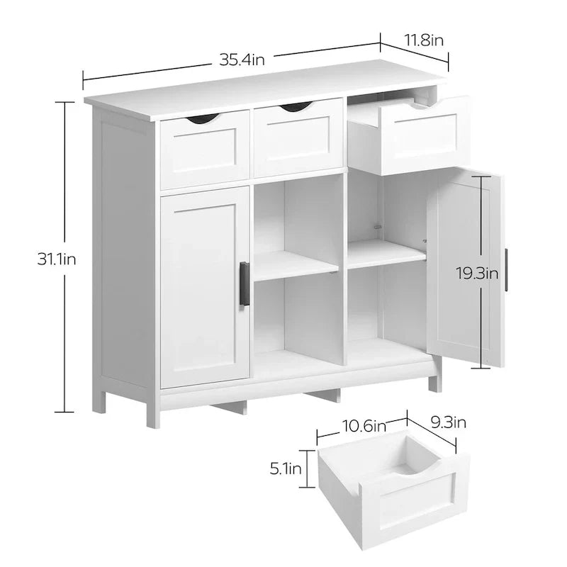 Roomfitters Morden Buffet Sideboard Cabinet with Doors and Drawers - Stylish Coffee Bar and Storage Solution - image 17