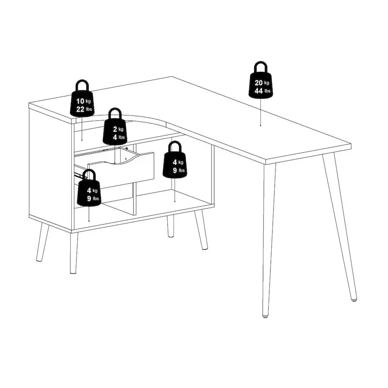 Carson Carrington Kristiansund L-Shaped Desk with 2 Drawers and 3 Shelves - image 10