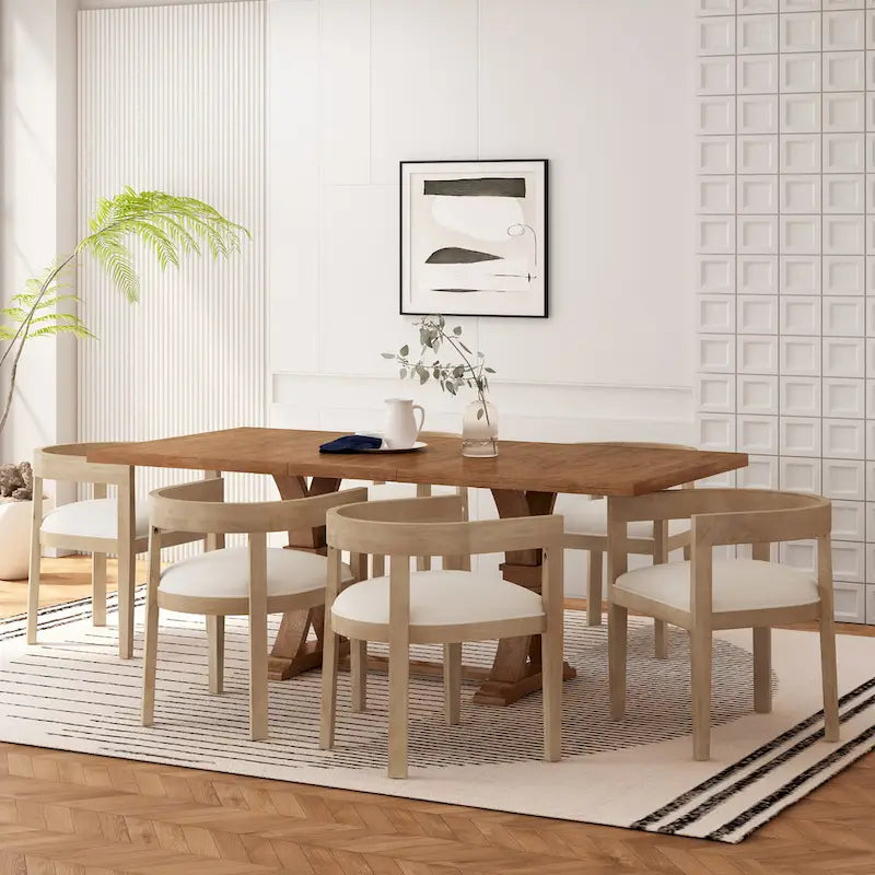 Christopher Knight Home 7-Piece Dining Set with Hudson Fabric and Wood - image 1