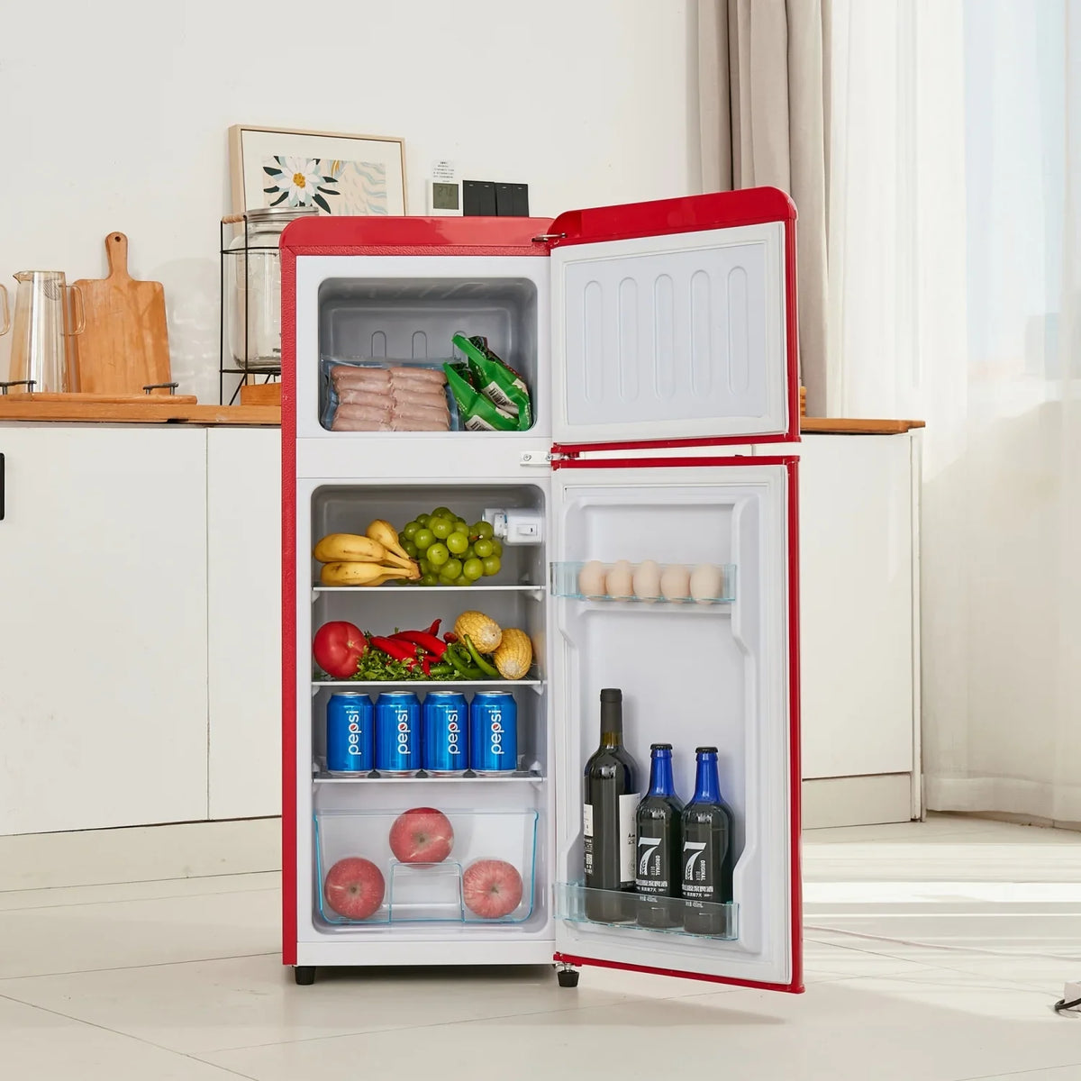 Harper & Bright Designs Double Door Mini Fridge with Freezer, 3.2 Cu.Ft Compact Refrigerator with Adjustable Shelf, Adjustable Thermostat and Reversible Door for Bedroom, Dorm, Home Office, White - image 47