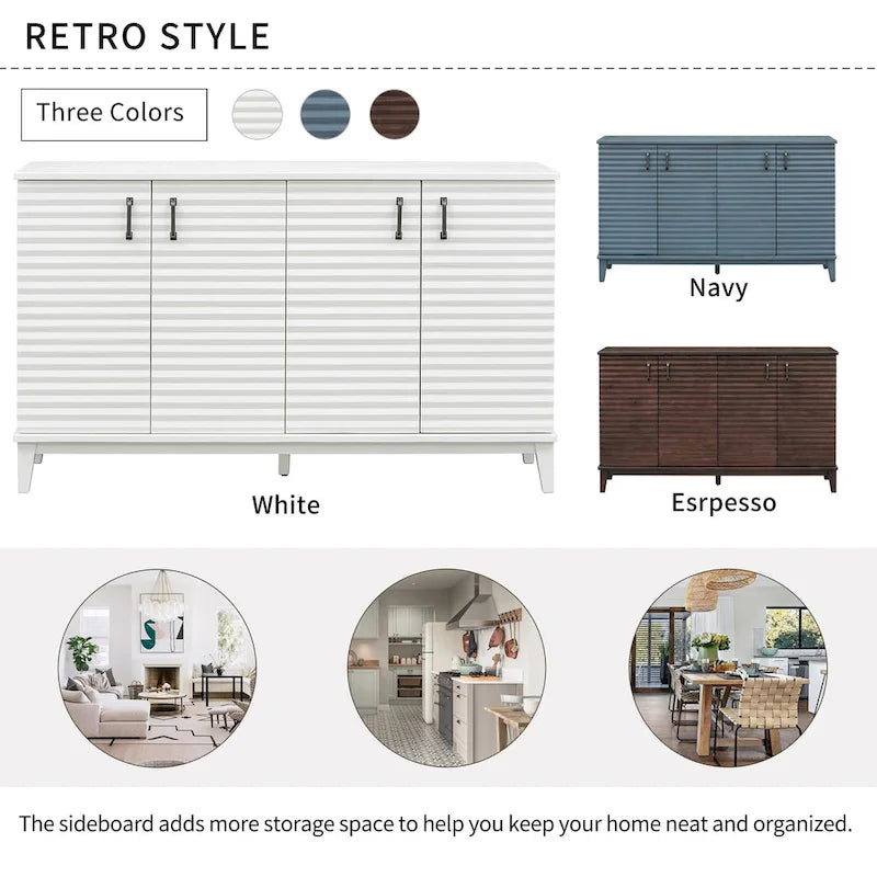 Large 4-Door Sideboard Buffet with Adjustable Shelves for Ample Storage - image 31