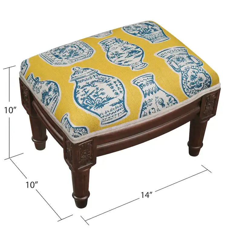 Blue and Yellow Ginger Jar Ottoman - image 2