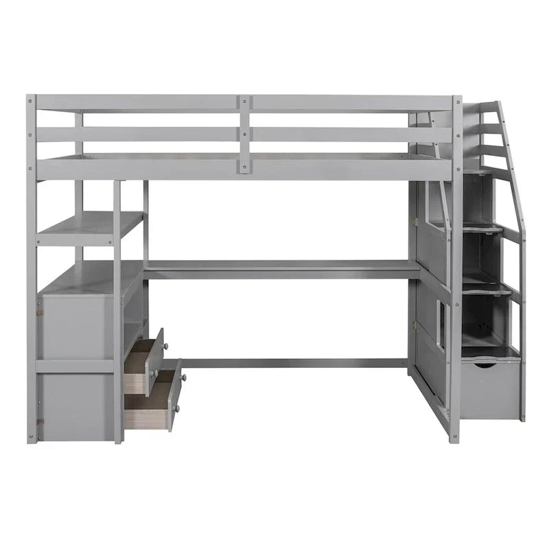 Merax Loft Bed with Integrated Desk and Storage Shelves - image 23
