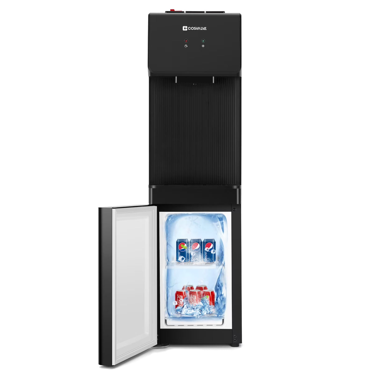 COSVALVE 5 Gallon Hot & Cold Top Loading Water Dispenser Cooler with Freezer Cabinet, Child Safety Lock - image 1