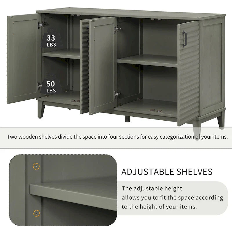 Large 4-Door Sideboard Buffet with Adjustable Shelves for Ample Storage - image 12