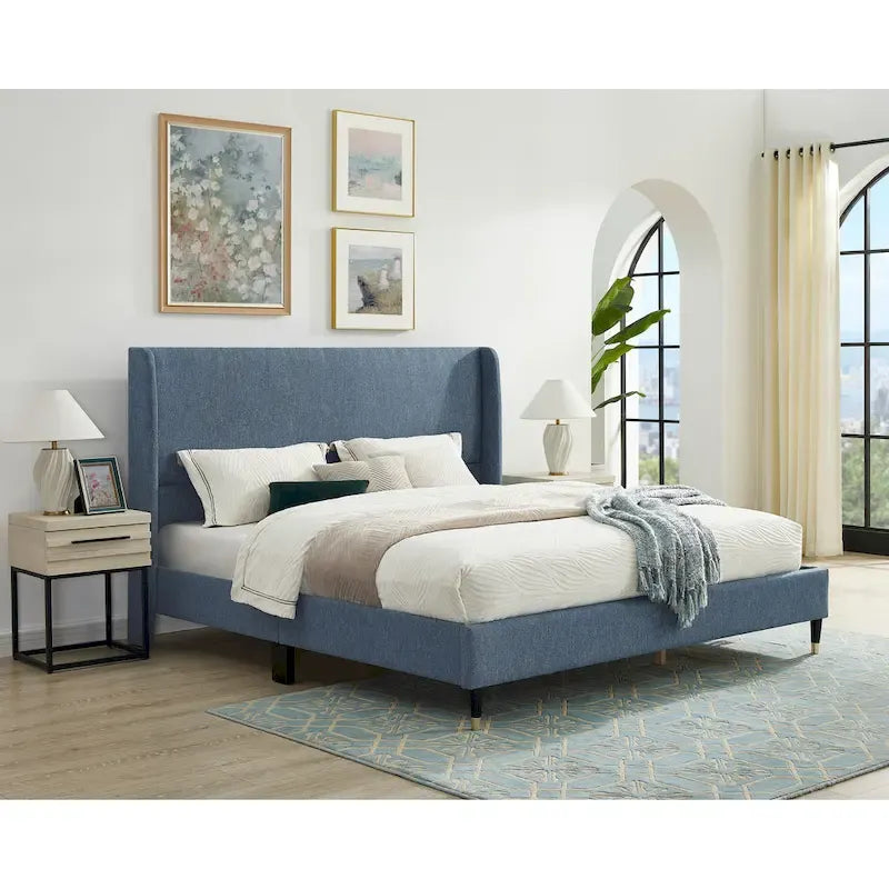 Roundhill Furniture Rozitta Upholstered Wingback Bed with Platform Design - image 40