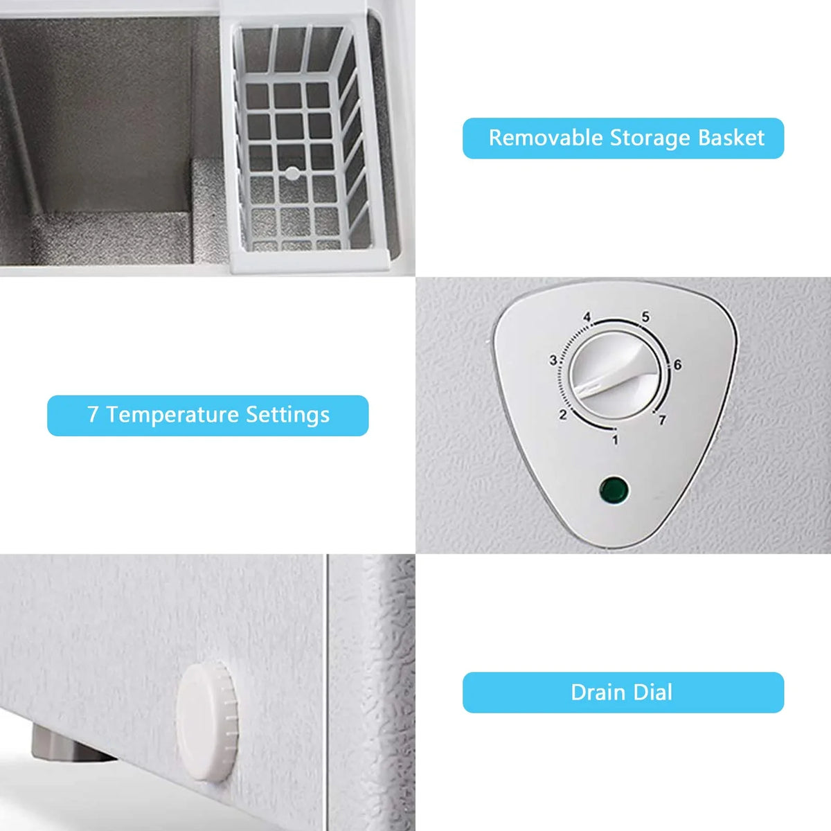 5.0 Cubic Chest Freezer - Compact Deep Freezer with Top Open Door and Removable Storage Basket, 7 Gears Temperature Control, Energy Saving - image 3