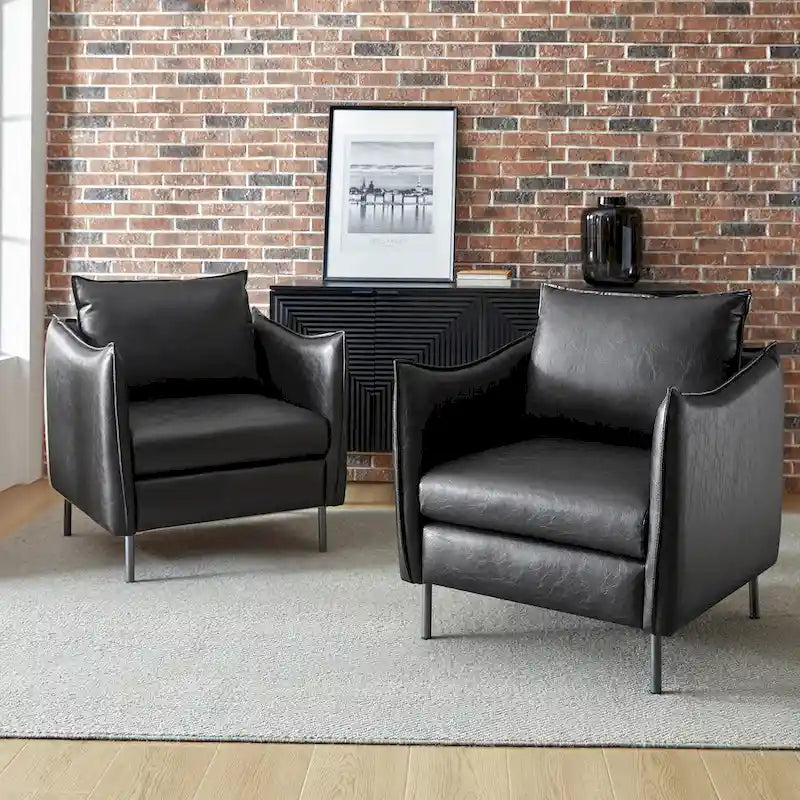 Set of 2 Jaime Modern Vegan Leather Accent Chairs with Metal Legs by HULALA HOME - image 28