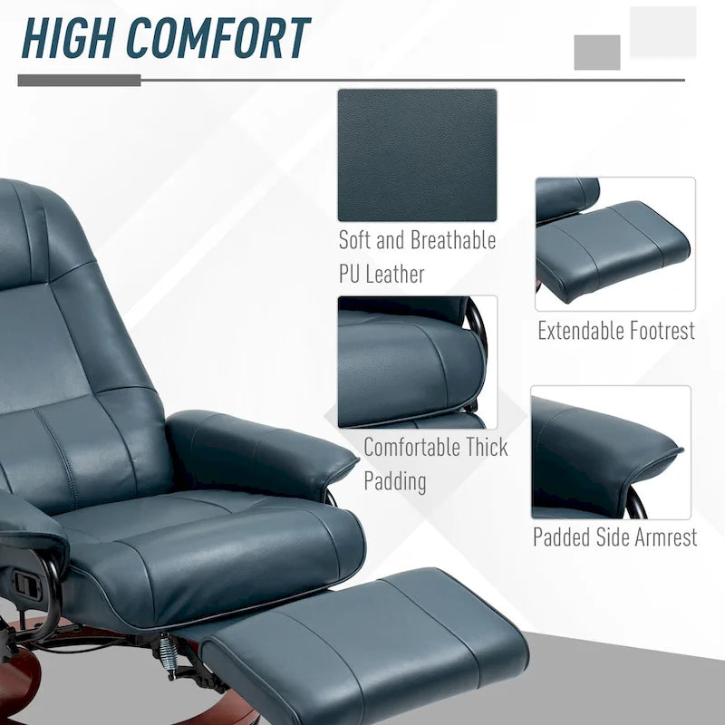 HomCom Faux Leather Adjustable Manual Swivel Base Recliner Chair with Comfortable and Relaxing Footrest - image 12