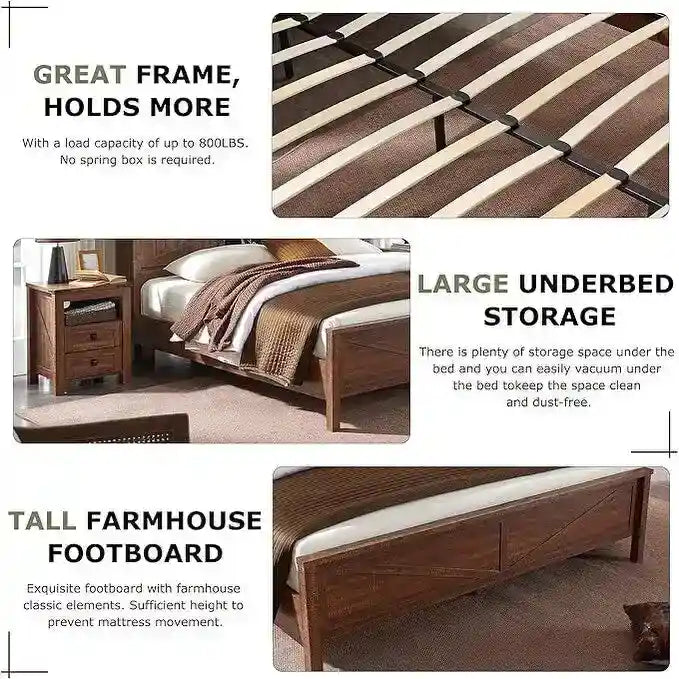 Farmhouse Full Bed Frame with Storage Shelves and Built-in Charging Station - image 40