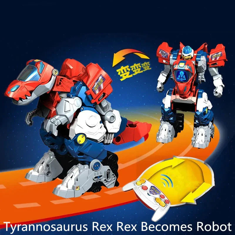One-key Deformation Dinosaur Robot With Sound and Llight Music Dinosaur knowledge Remote Control Dinosaur RC Robot Toy Children - image 1