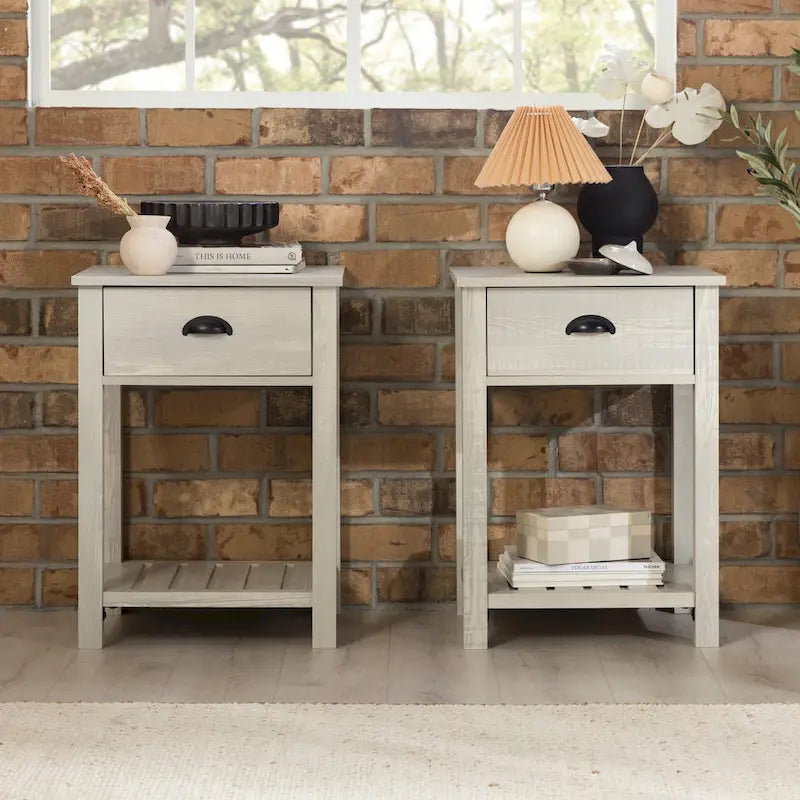 Set of 2 Middlebrook Farmhouse Nightstands with One Drawer - image 1
