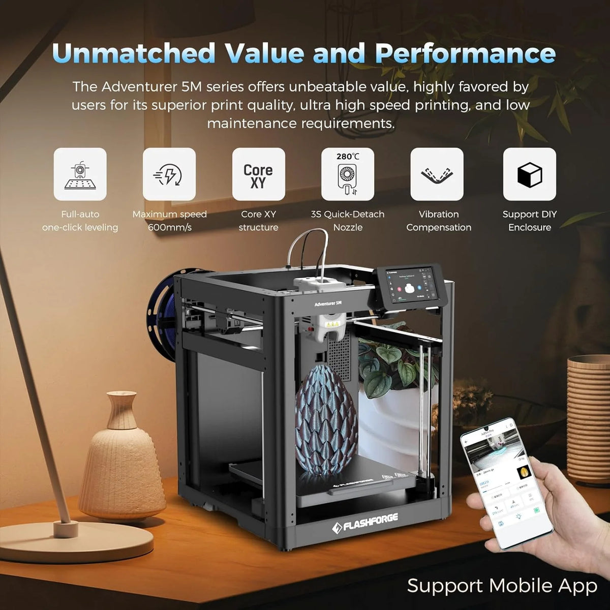 Adventurer 5M 3D Printer with Auto Leveling & High Speed - image 2