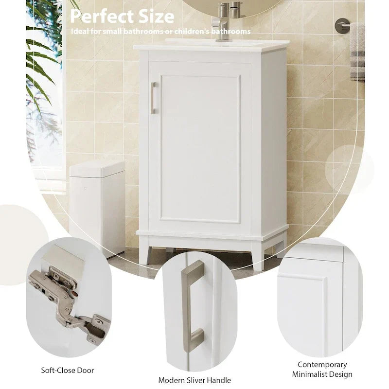 Contemporary 20-Inch Compact Bathroom Vanity Cabinet with Ceramic Sink - image 18