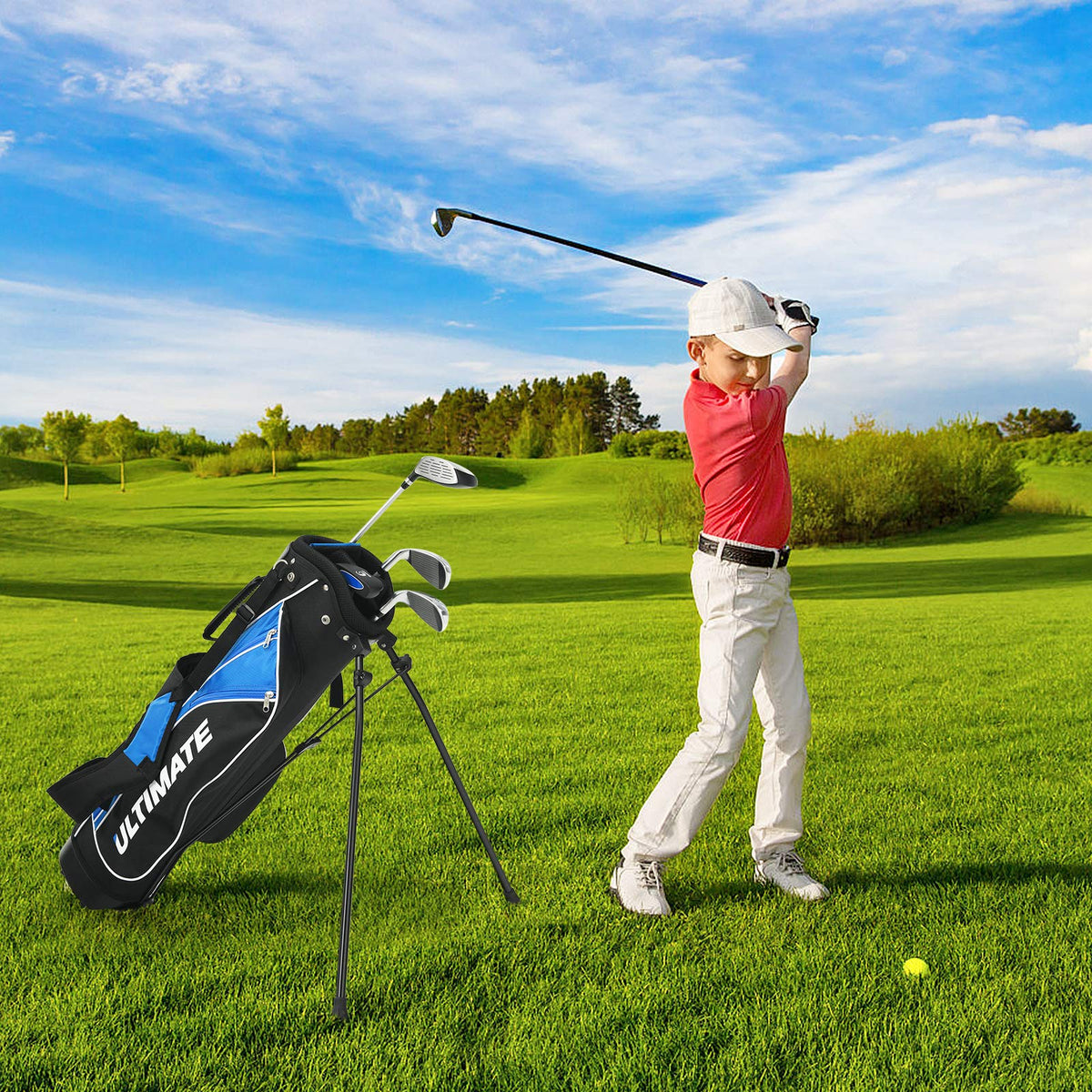 Junior Complete Golf Club Set for Age 8 to 13, Includes 3# Fairway Wood, 7# & 9# Irons, Putter - image 2
