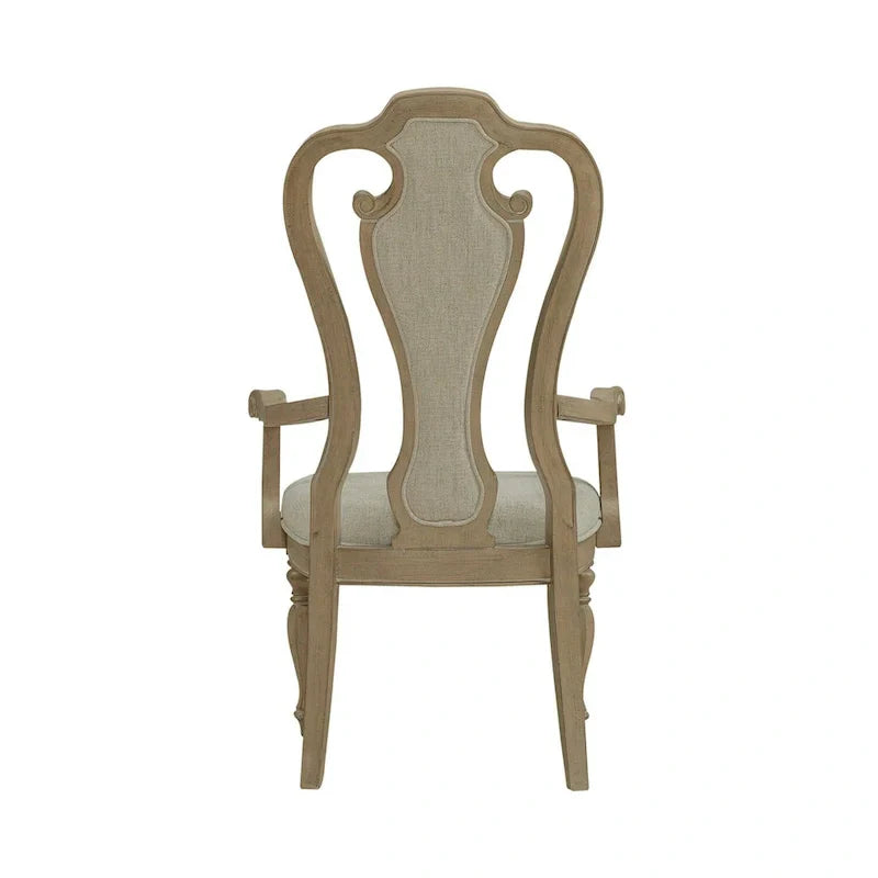 Set of 2 Magnolia Manor Weathered Bisque Upholstered Arm Chairs with Splat Back Design - image 6