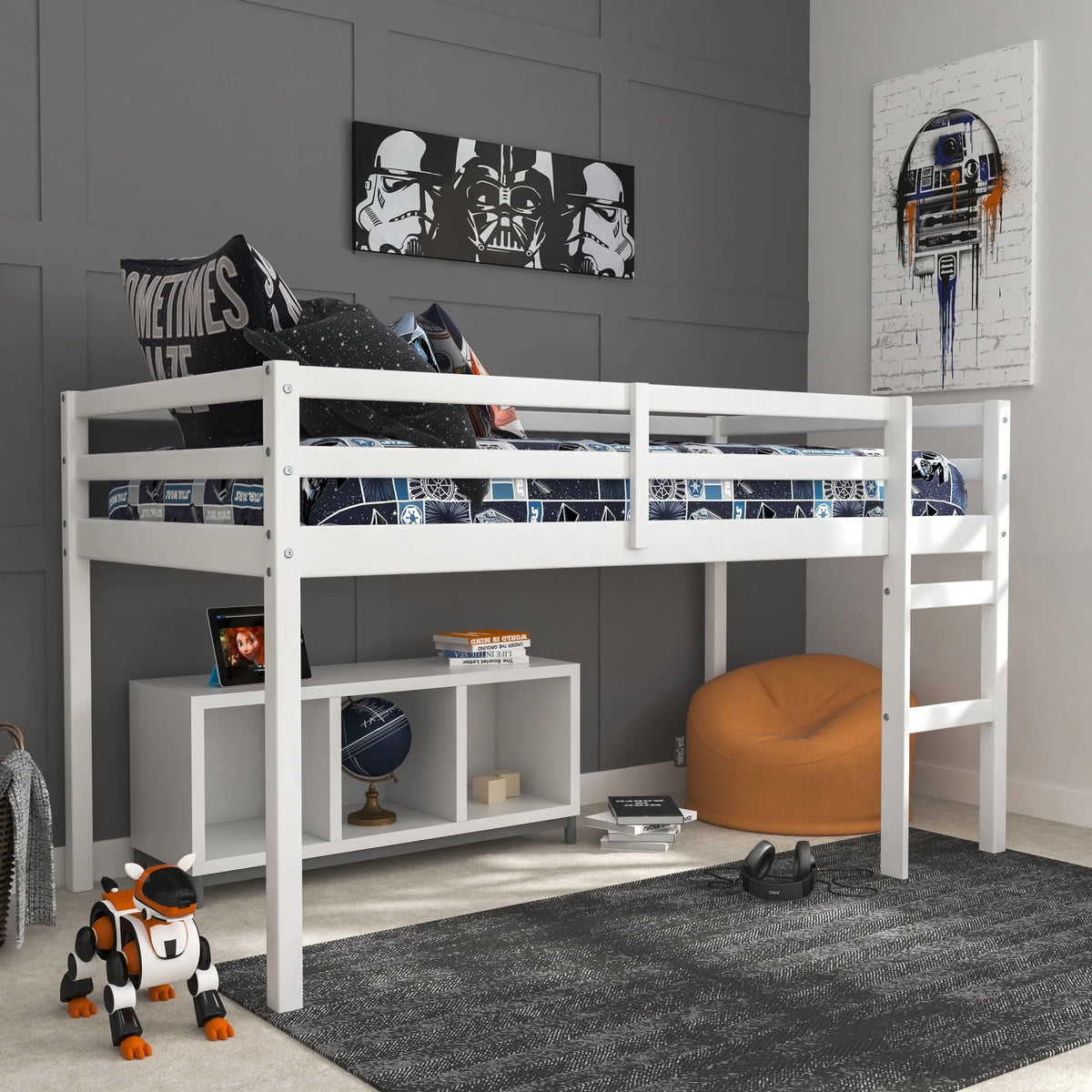 Hillsdale Campbell Wood Twin Junior Loft Bunk Bed, White - image 10