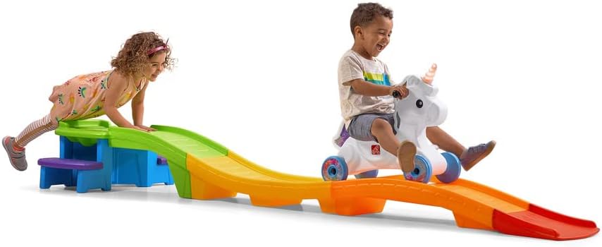 Kids Unicorn Up and Down Roller Coaster Toy, Ride Stroller, Indoor/Outdoor Toy Set - image 1