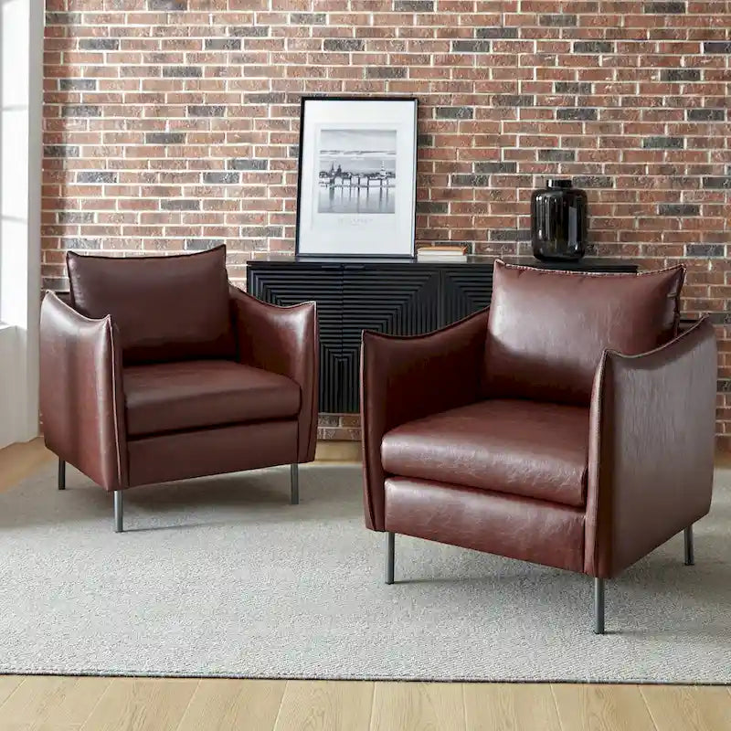 Set of 2 Jaime Modern Vegan Leather Accent Chairs with Metal Legs by HULALA HOME - image 18