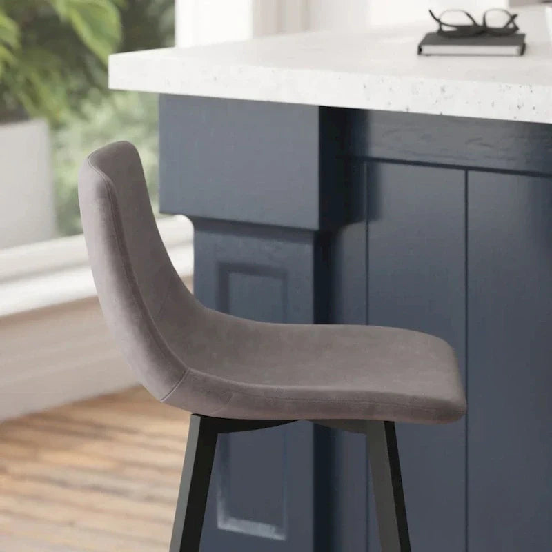 Pair of Armless Upholstered Metal Counter Stools - image 19