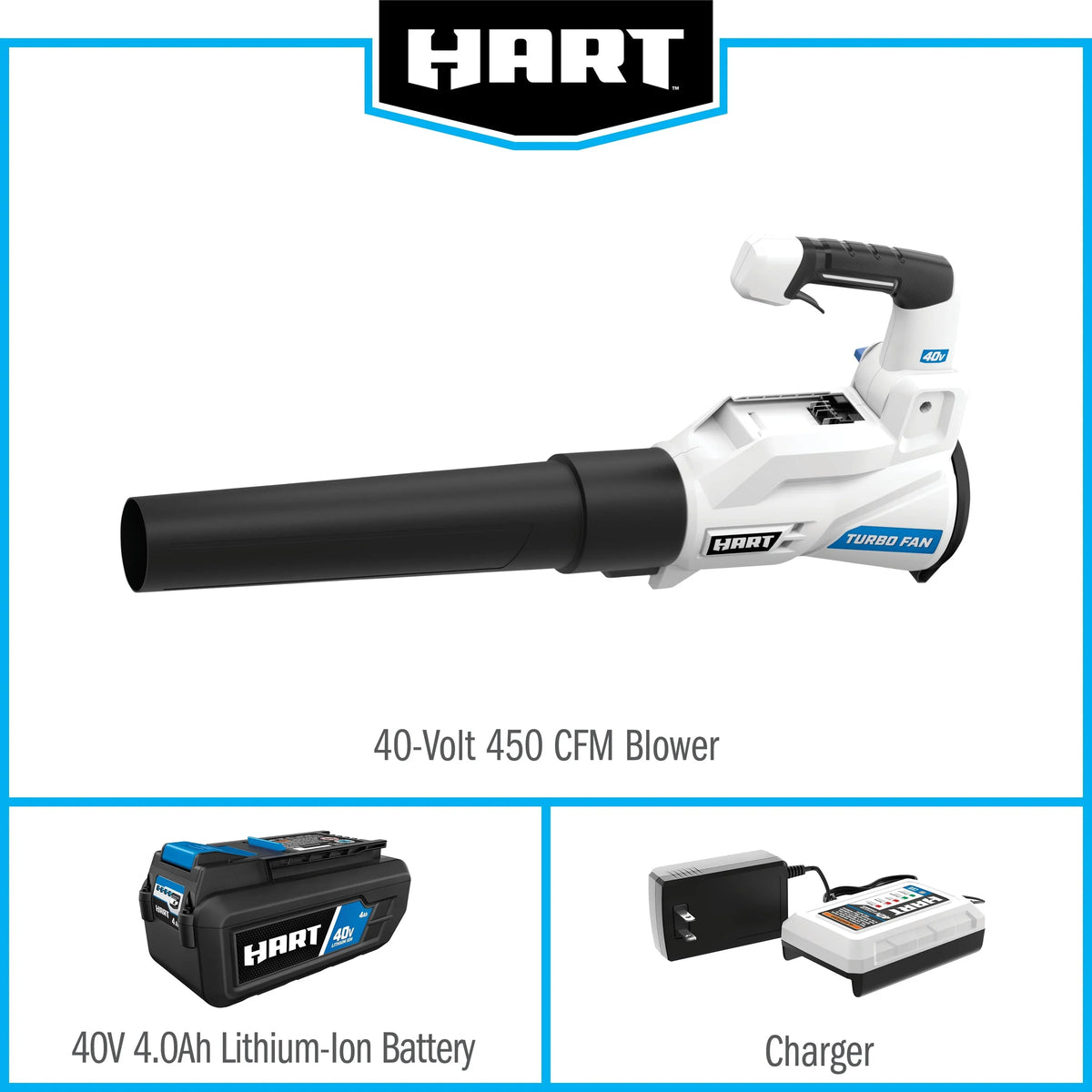 HART 40-Volt 120 MPH at 450 CFM Battery-Powered Axial Blower Kit, (1) 4.0Ah Lithium-Ion Battery - image 8