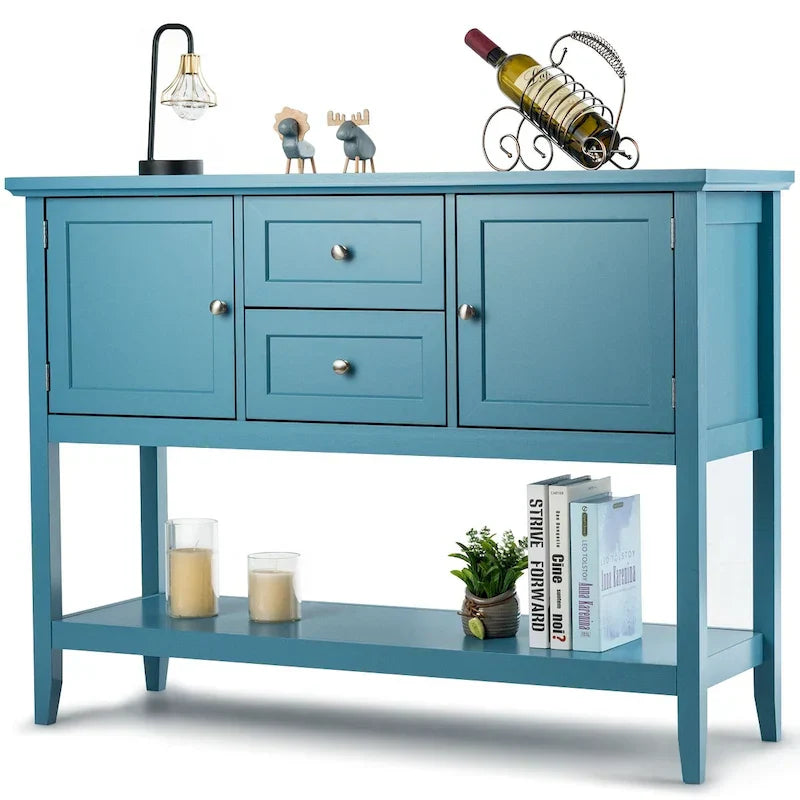 Modern Wooden Sideboard Buffet Cabinet with Drawers & Open Shelf - image 6