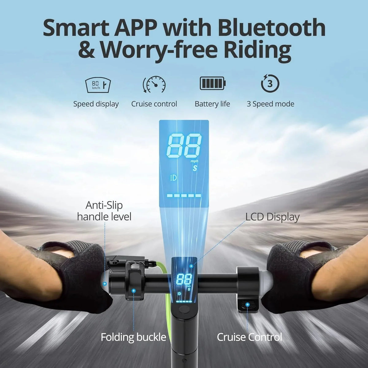 Electric Scooter - 8.5" Solid Tires, 350W Motor, Up to 19 MPH and 21-23 Miles Long-Range Portable Foldable Commuting Scooter for Adults with Double Braking System and App - image 25