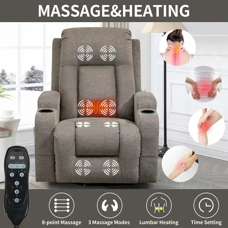 Lazy Boy Power Lift Recliner Chair, Modern Single Motor Massage Sofa Chair with Lumbar Heating, USB Charging Port, Cup Holders - image 15