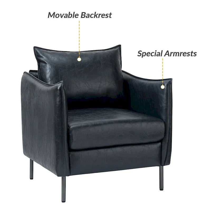 Set of 2 Jaime Modern Vegan Leather Accent Chairs with Metal Legs by HULALA HOME - image 35