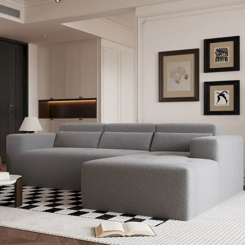 Christopher Knight Home - 109 Modern L-Shaped Modular Sectional Sofa in Teddy Fabric with Chaise and Pillows - image 18