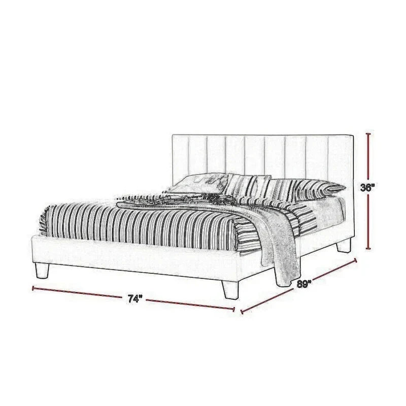 Eve California King Bed with Deep Channel Tufting in Light Gray Upholstery - image 6