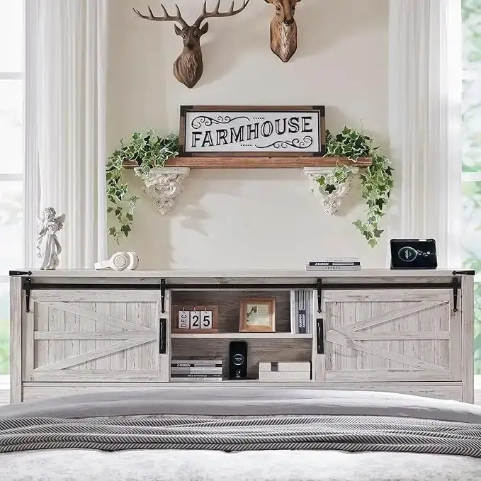 Farmhouse Full Bed Frame with Storage Shelves and Built-in Charging Station - image 27