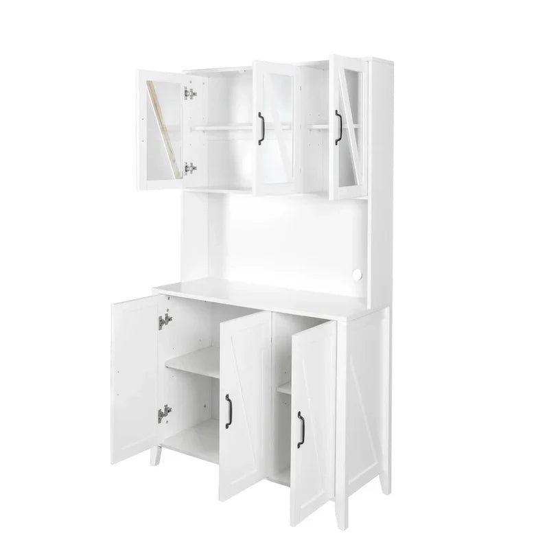 Spacious Kitchen Pantry Storage Cabinet Featuring Glass Doors - image 22