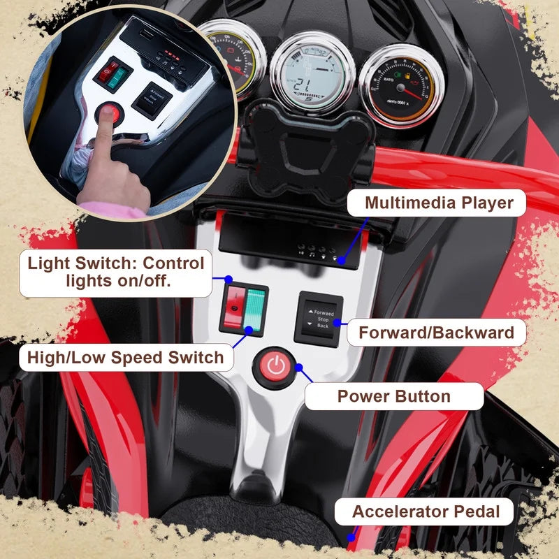 RCB 12V Electric Ride-On,Dual Motors,Music,Up to 5 mph,3 Wheel ATV Style for Kids Ages 3+,Black - image 10