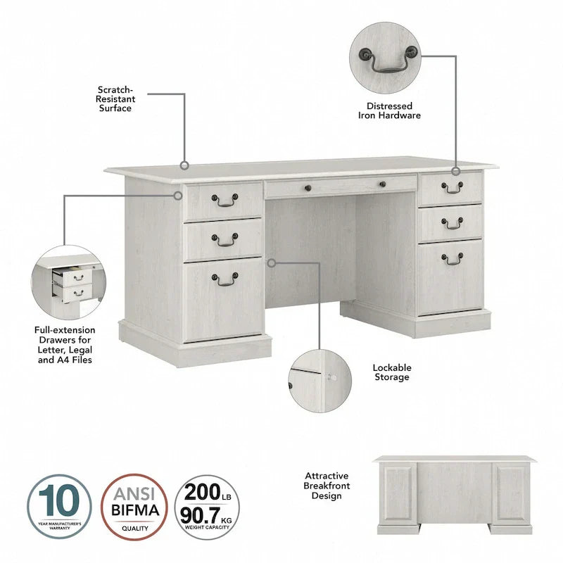 Saratoga Executive Desk with Drawers and Storage by Bush Furniture - image 5