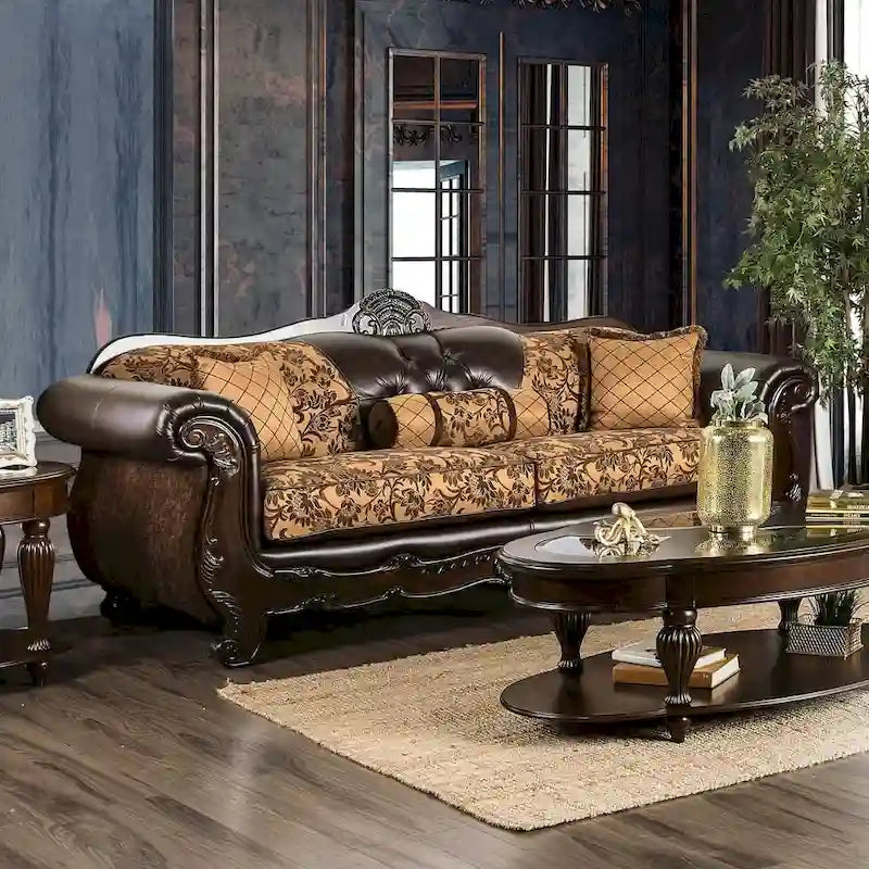 Rend Classic Faux Leather Tufted Sofa with Rolled Arms by Furniture of America - image 15