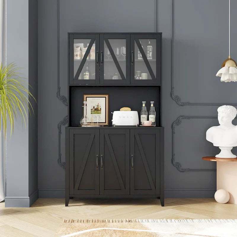 Spacious Kitchen Pantry Storage Cabinet Featuring Glass Doors - image 3