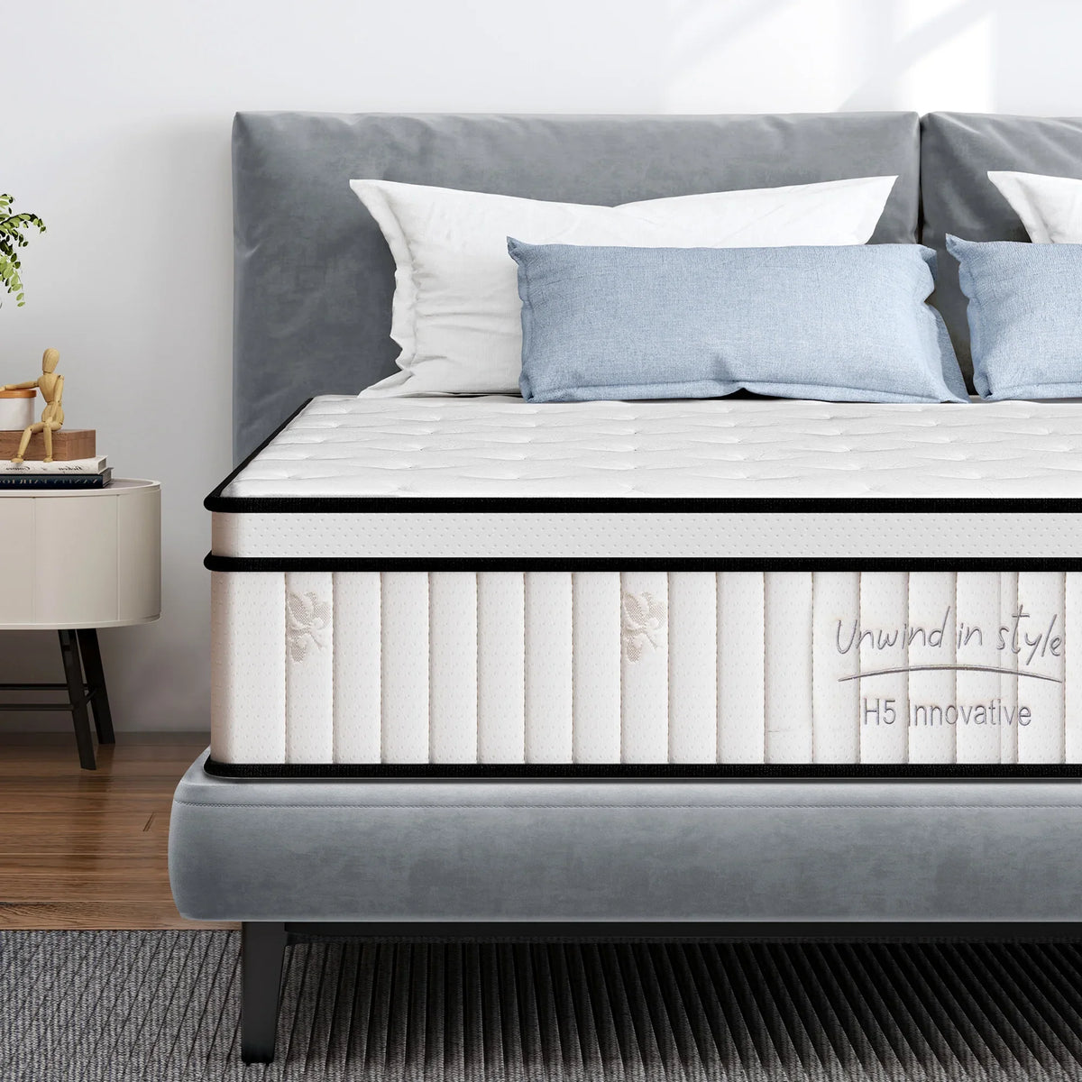 Queen Mattress, PAPROOS 12 Inch Hybrid Mattress in a Box, Individual Pocket Spring Mattress with Full Support, Cool Queen Size Mattress with Breathable Knitted Fabric, Medium Firm, CertiPUR-US, White - image 1