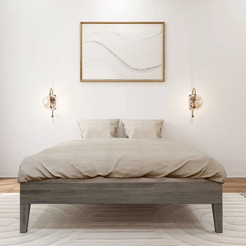 Full-Size Platform Bed with Plank and Beam Design - image 3