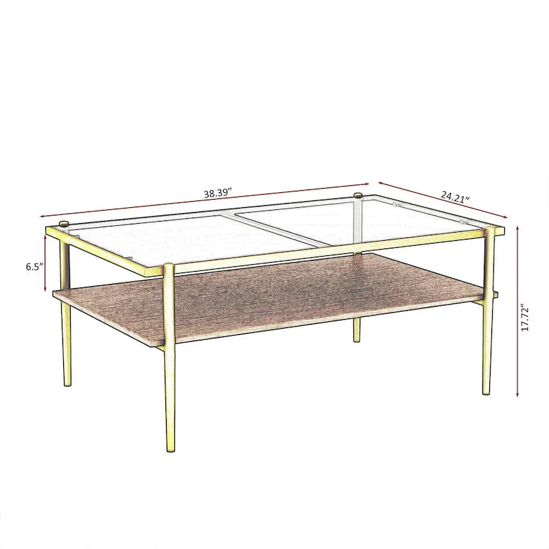 Modern Rectangular Coffee Table with Tempered Glass Surface for Living Room - image 16