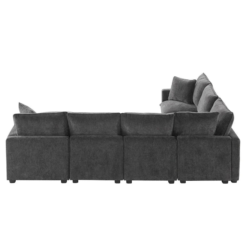 Nestfair Contemporary U-Shaped Modular Sofa Set - 7-Seater Chenille Sectional Couch with 2 Included Pillows - image 3