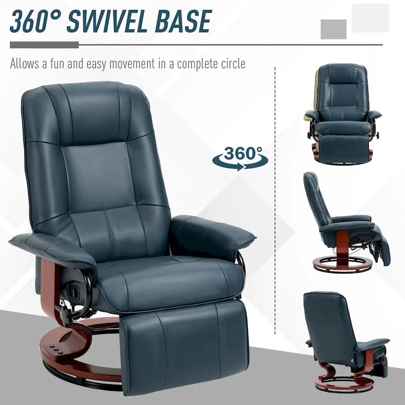 HomCom Faux Leather Adjustable Manual Swivel Base Recliner Chair with Comfortable and Relaxing Footrest - image 11