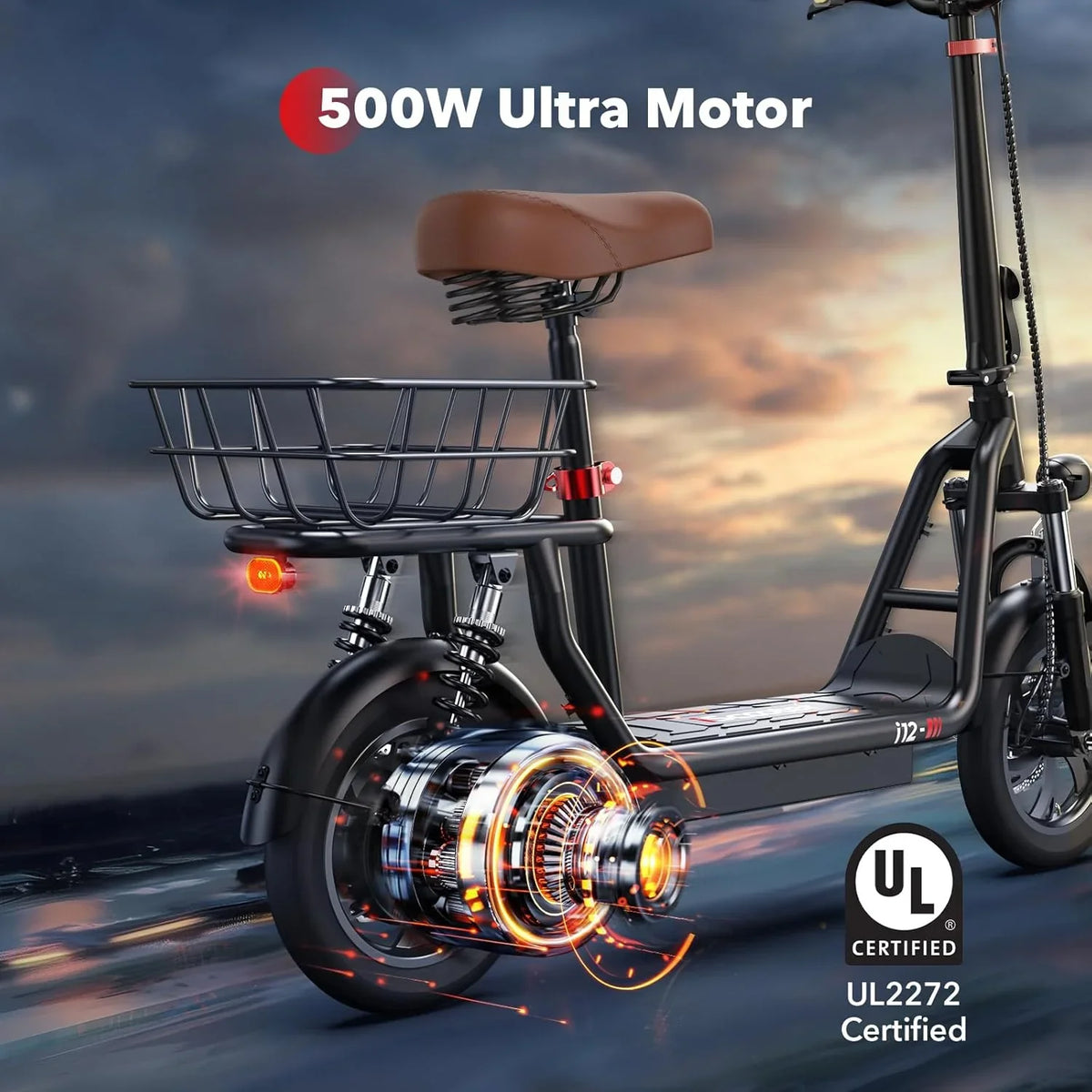 iScooter electric scooter with seat, 37/21 mile range, 28/19/15.6 mph top speed, dual suspension scooter with basket - image 34