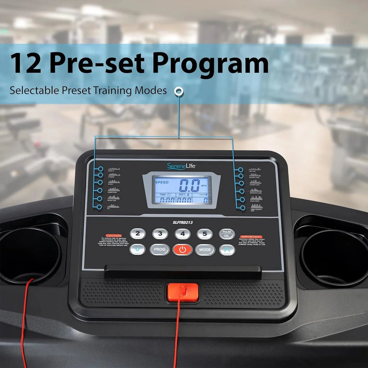 SereneLife Folding Treadmill - Foldable Home Fitness Equipment with LCD for Walking & Running - Cardio Exercise Machine - Preset and Adjustable Programs - Bluetooth Connectivity - image 10