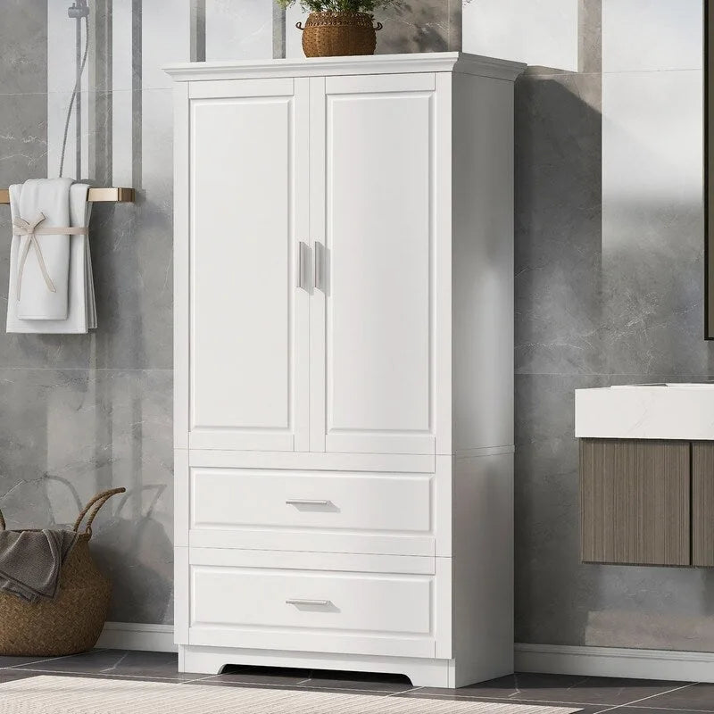 2-Door Bathroom Storage Cabinet with Drawers and Adjustable Shelf - image 2