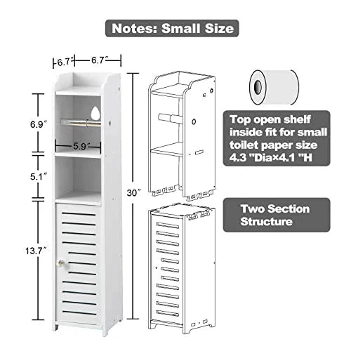 Toilet Paper Holder Stand, Storage Cabinet Beside Toilet for Small Space Bathroom - image 3