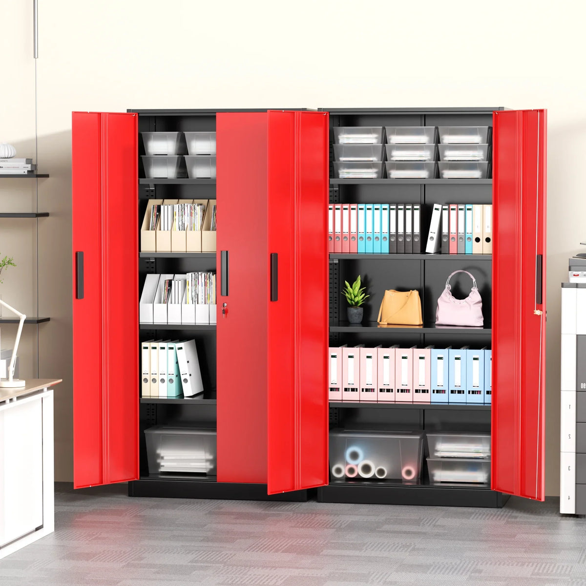 SOLAURA 71" Metal Garage Storage Cabinet with Locking Doors and Adjustable Shelves for Home, Office(Black) - image 20